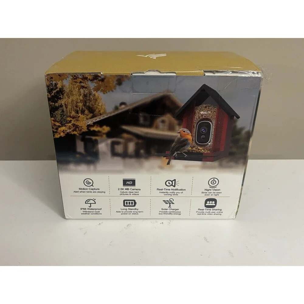 NEW BOLITE Smart AI Identify Bird Feeder w Camera 2.5K Solar Powered App Control
